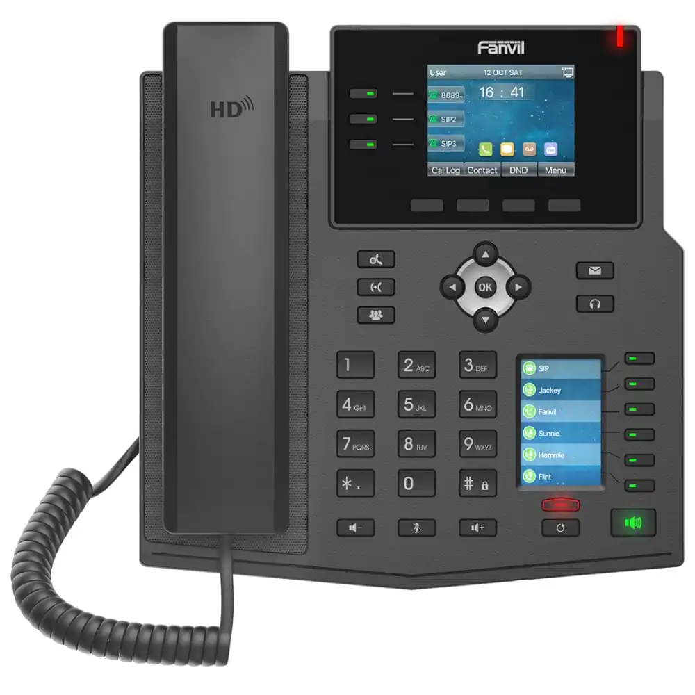 Fanvil X4U Enterprise IP Phone – Dual-Color LCD, 12 SIP Lines, PoE, HD Audio & DSS Keys